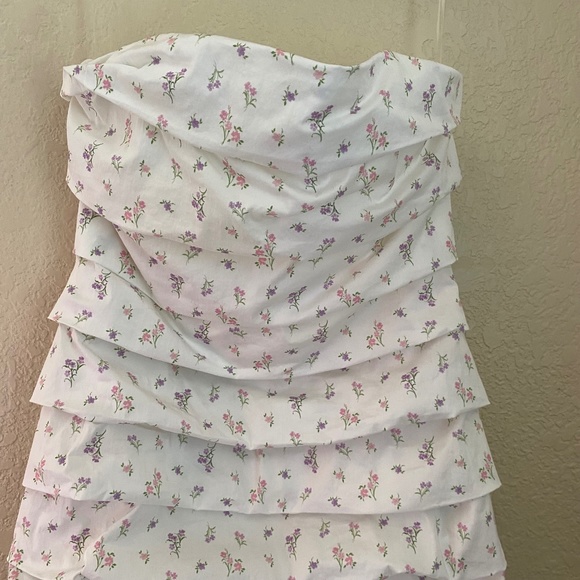 House of cb‎ Serafina WHITE FLORAL PRINT STRAPLESS DRESS NWOT size XL - Picture 5 of 13